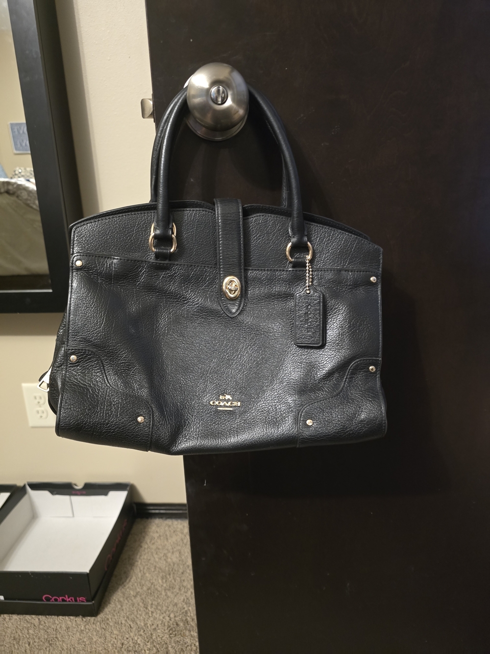 Coach Black Leather Satchel Bag
